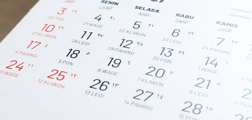 a close up of a calendar on a table